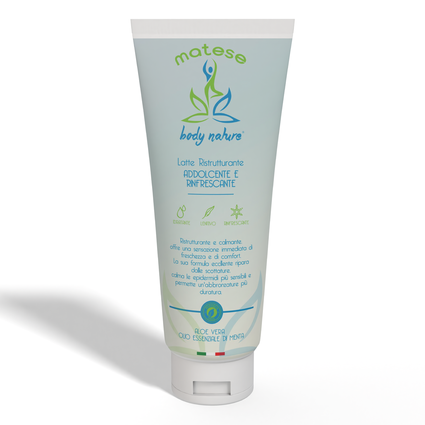 Latte Ristrutturante
Addolcente e Rinfrescante
Aloe Vera Olio Essenziale di Menta
